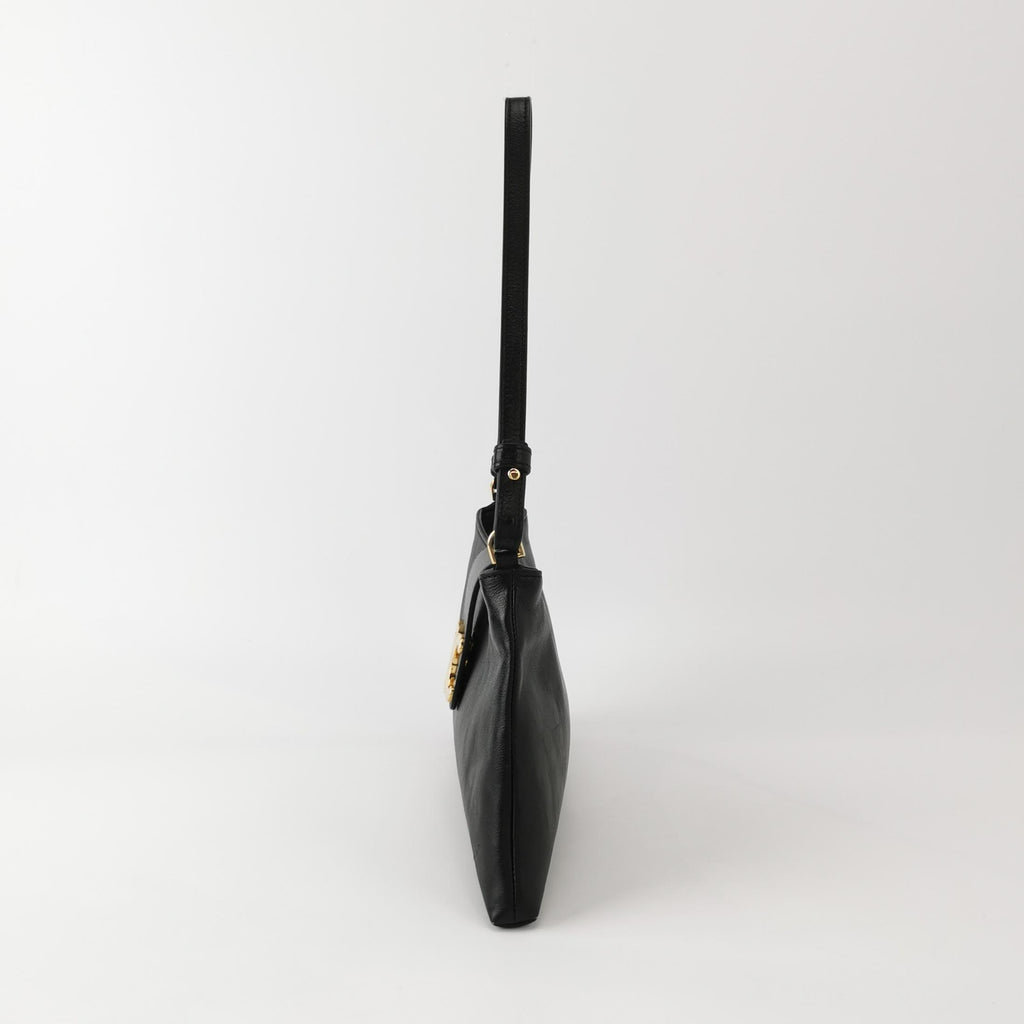 Celine Triomphe Wiltern Clutch Black Calfskin