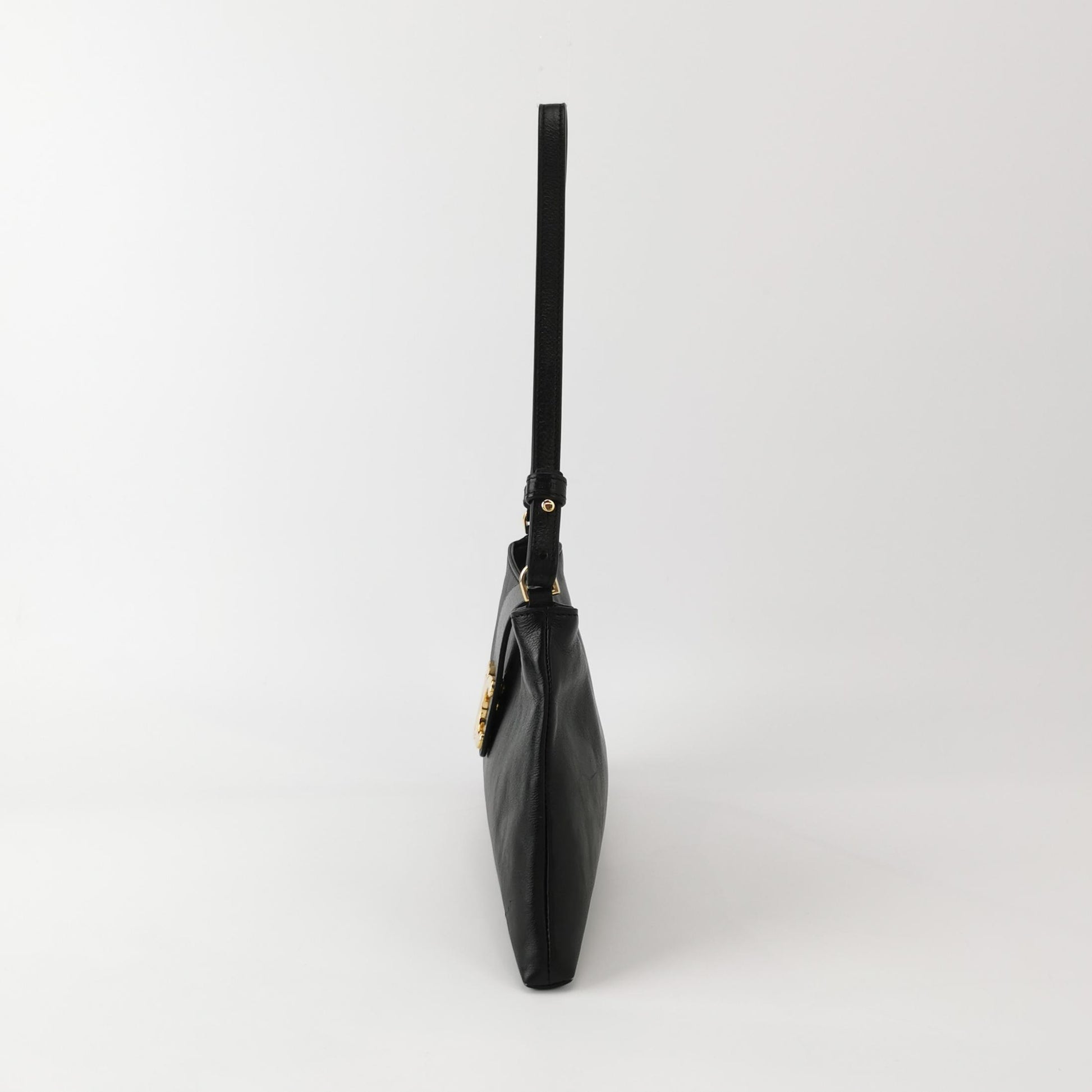 Celine Triomphe Wiltern Clutch Black Calfskin