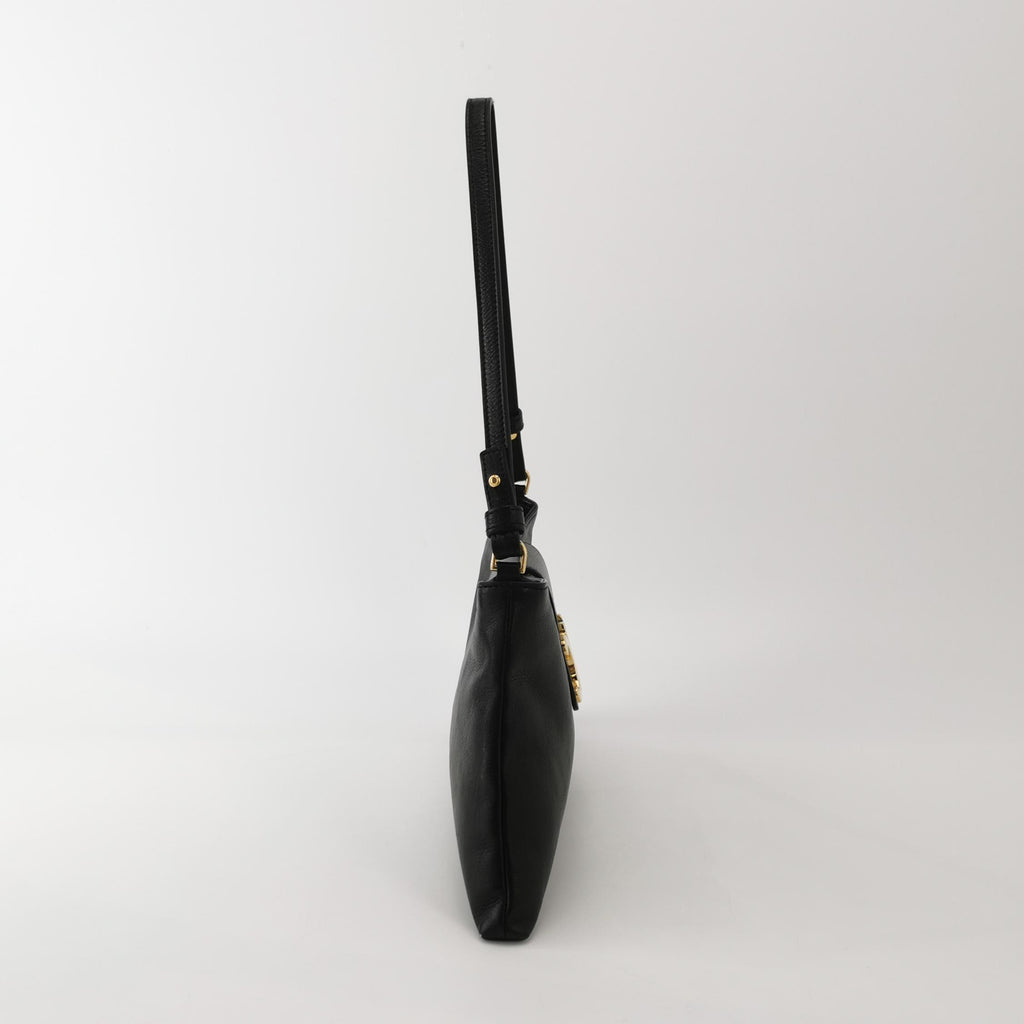 Celine Triomphe Wiltern Clutch Black Calfskin