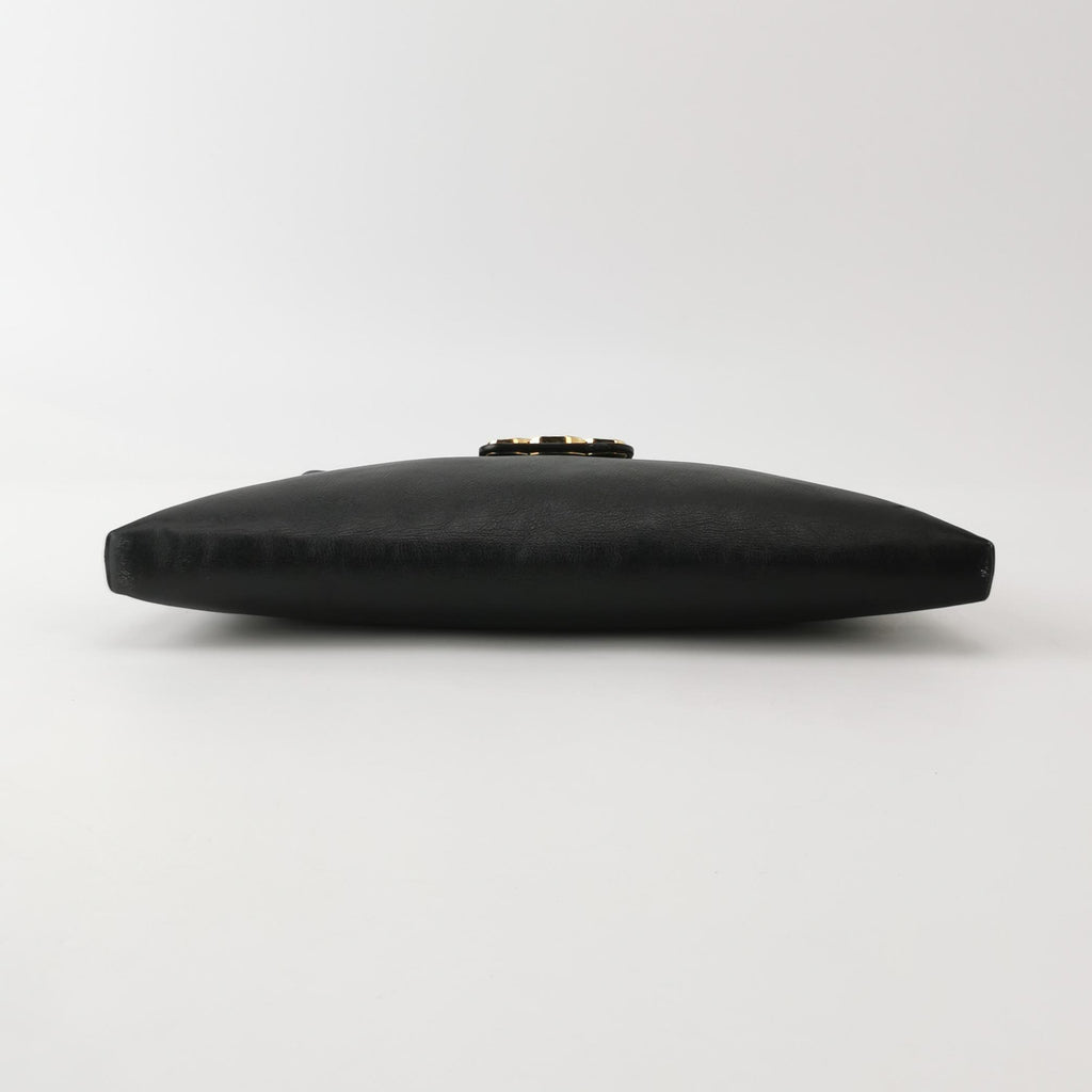 Celine Triomphe Wiltern Clutch Black Calfskin