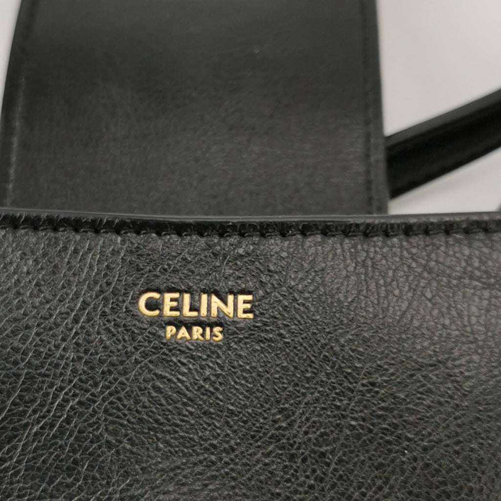Celine Triomphe Wiltern Clutch Black Calfskin