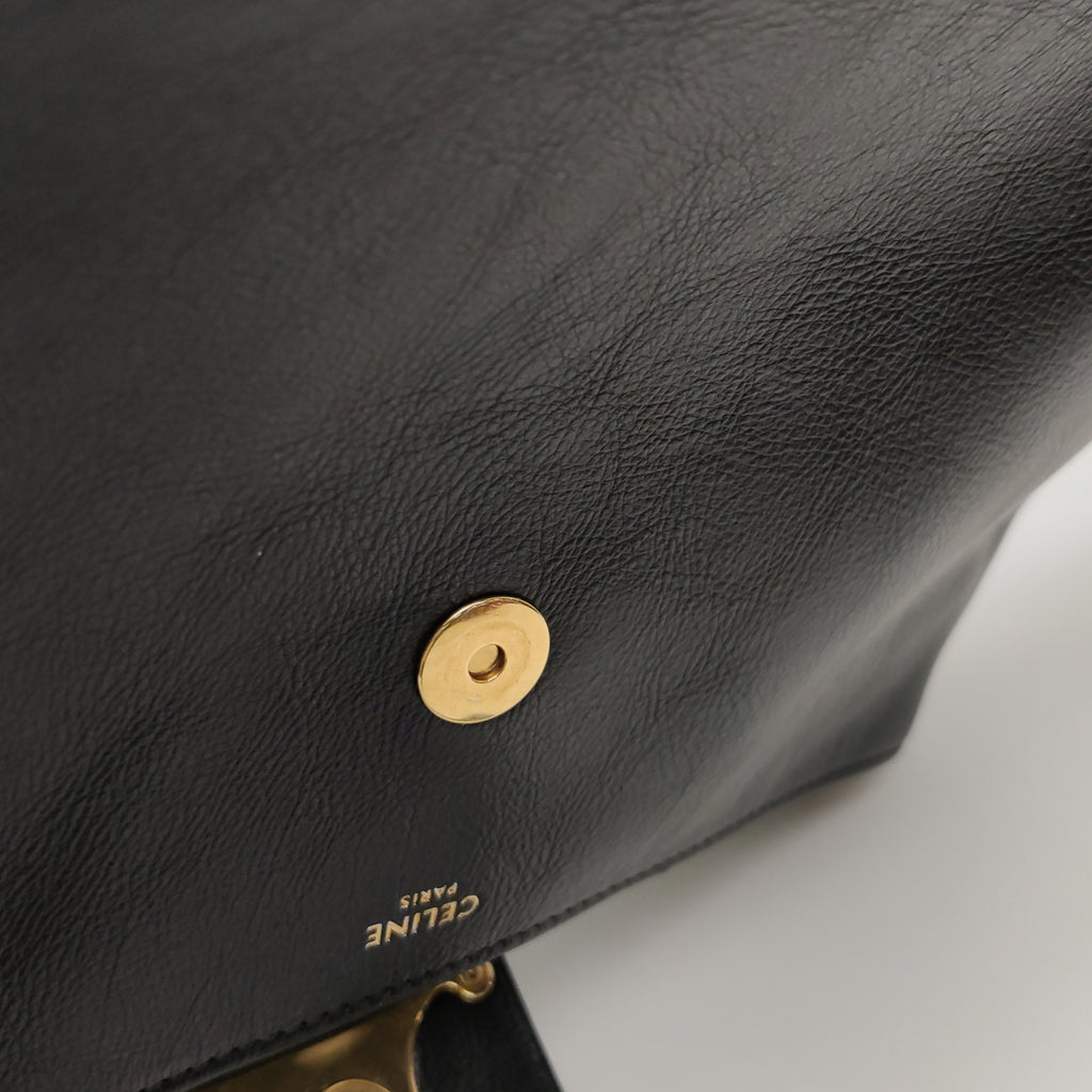 Celine Triomphe Wiltern Clutch Black Calfskin