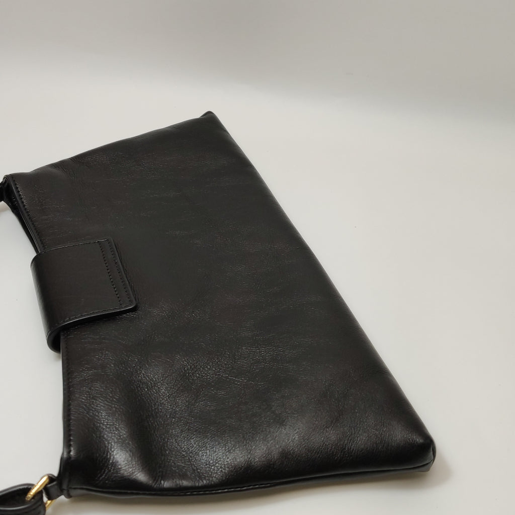 Celine Triomphe Wiltern Clutch Black Calfskin