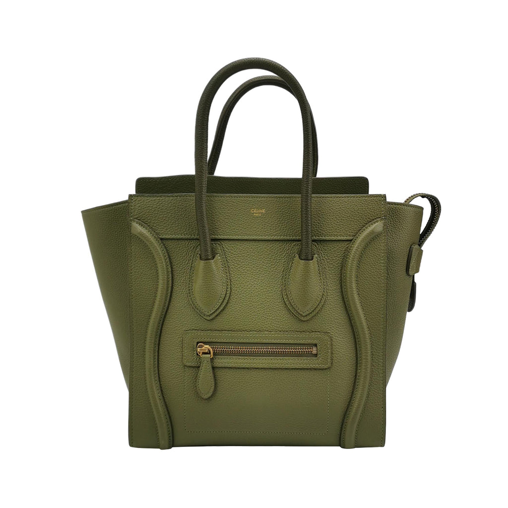 Celine Luggage Micro Green Drummed