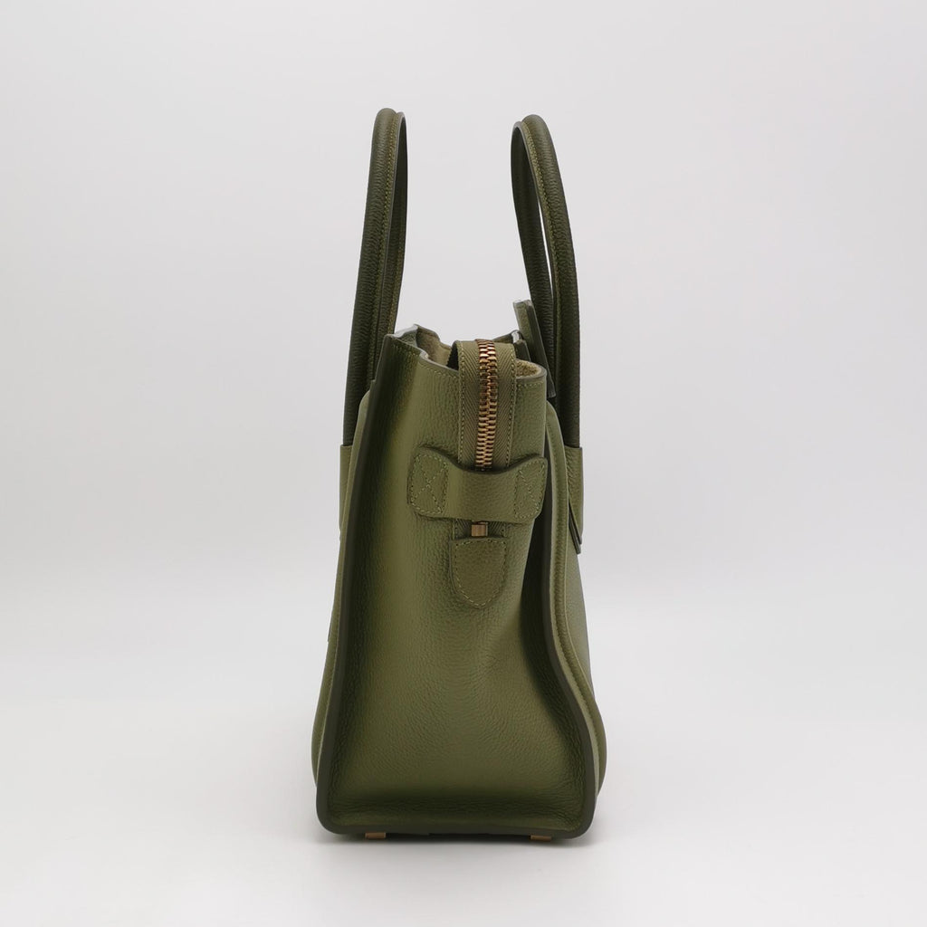 Celine Luggage Micro Green Drummed