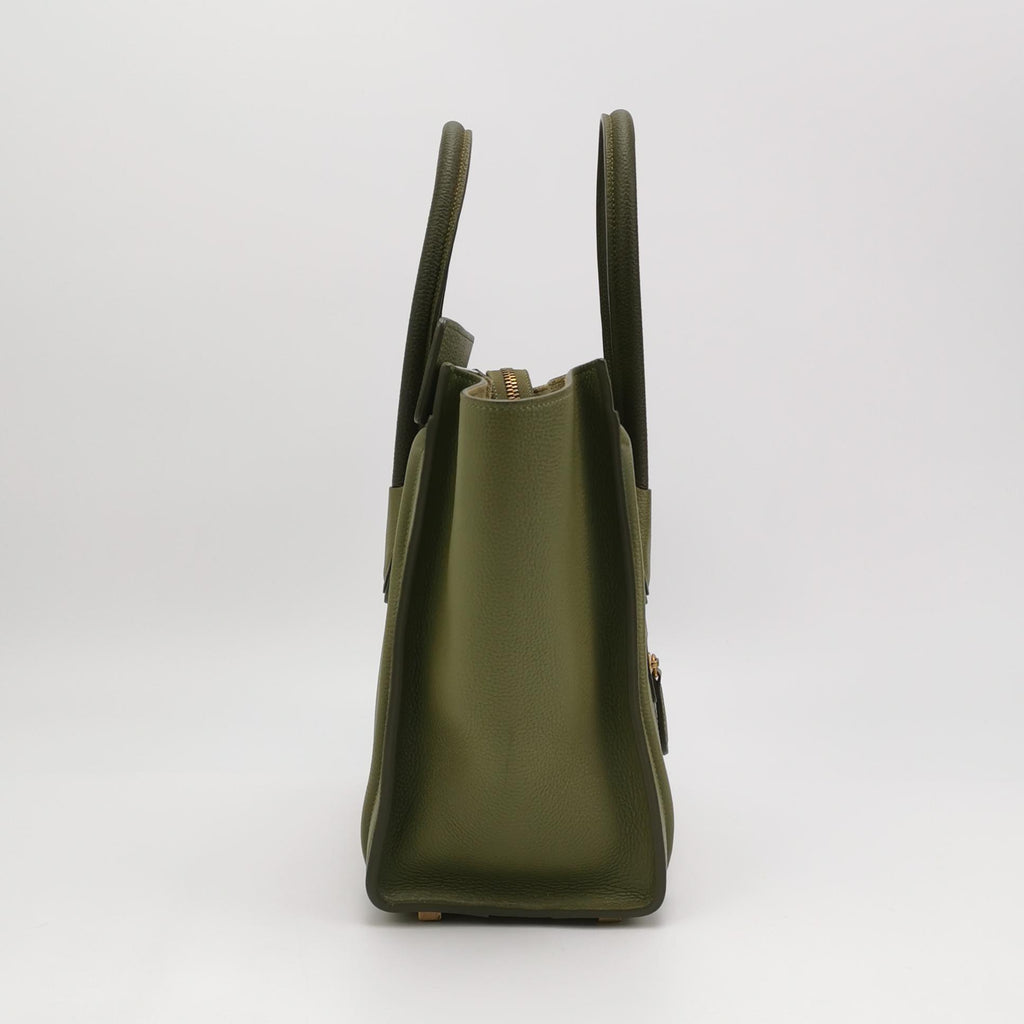 Celine Luggage Micro Green Drummed