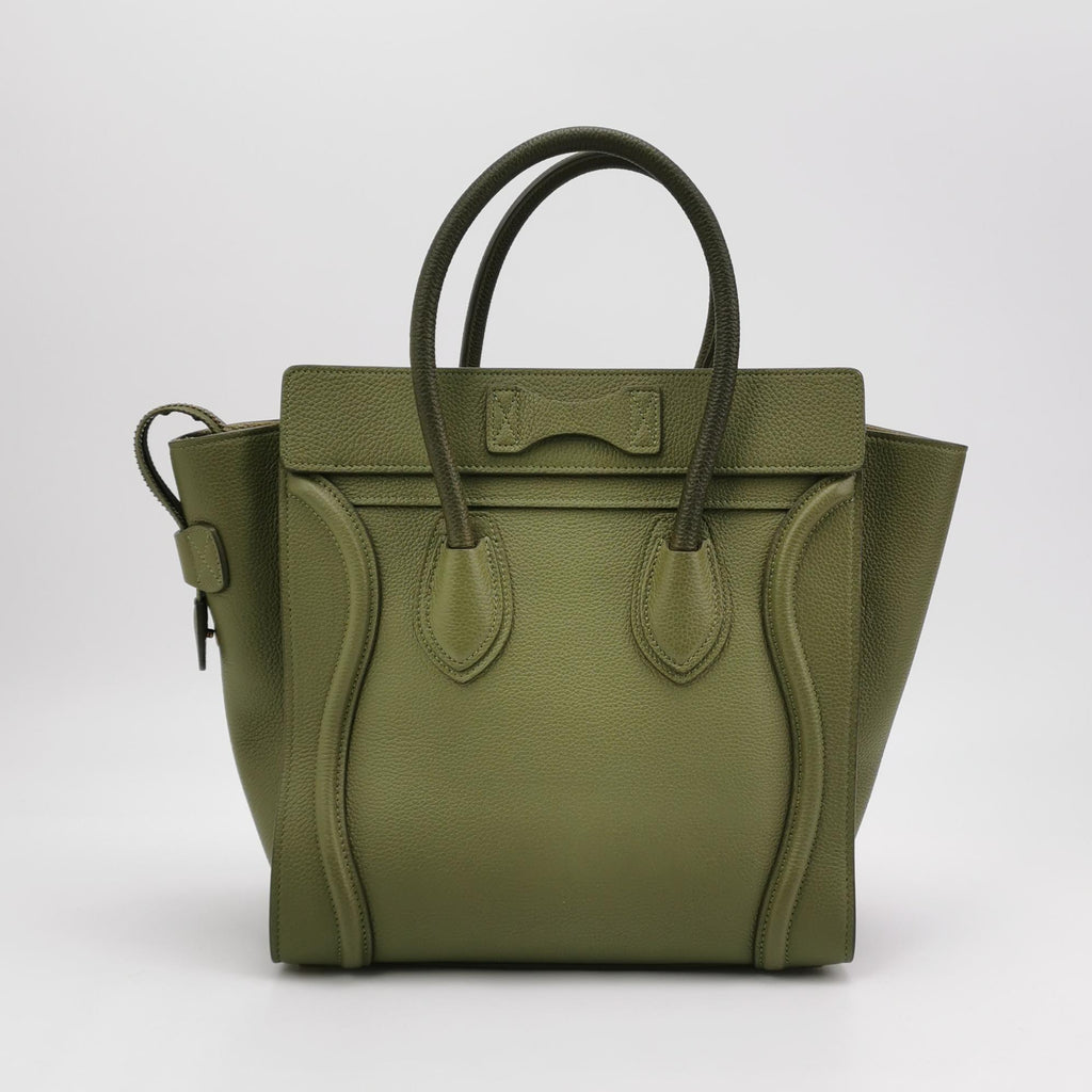Celine Luggage Micro Green Drummed