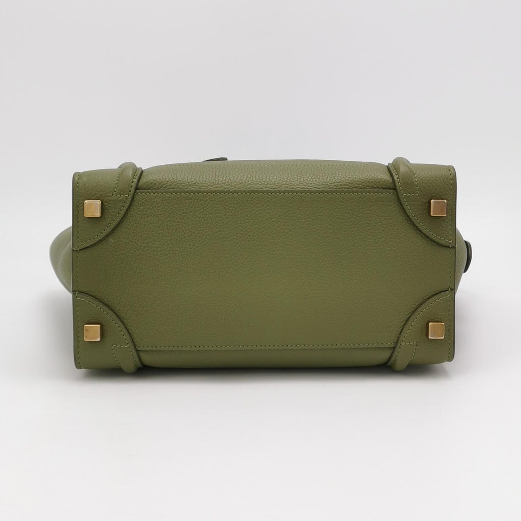 Celine Luggage Micro Green Drummed