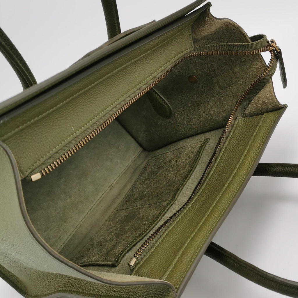 Celine Luggage Micro Green Drummed