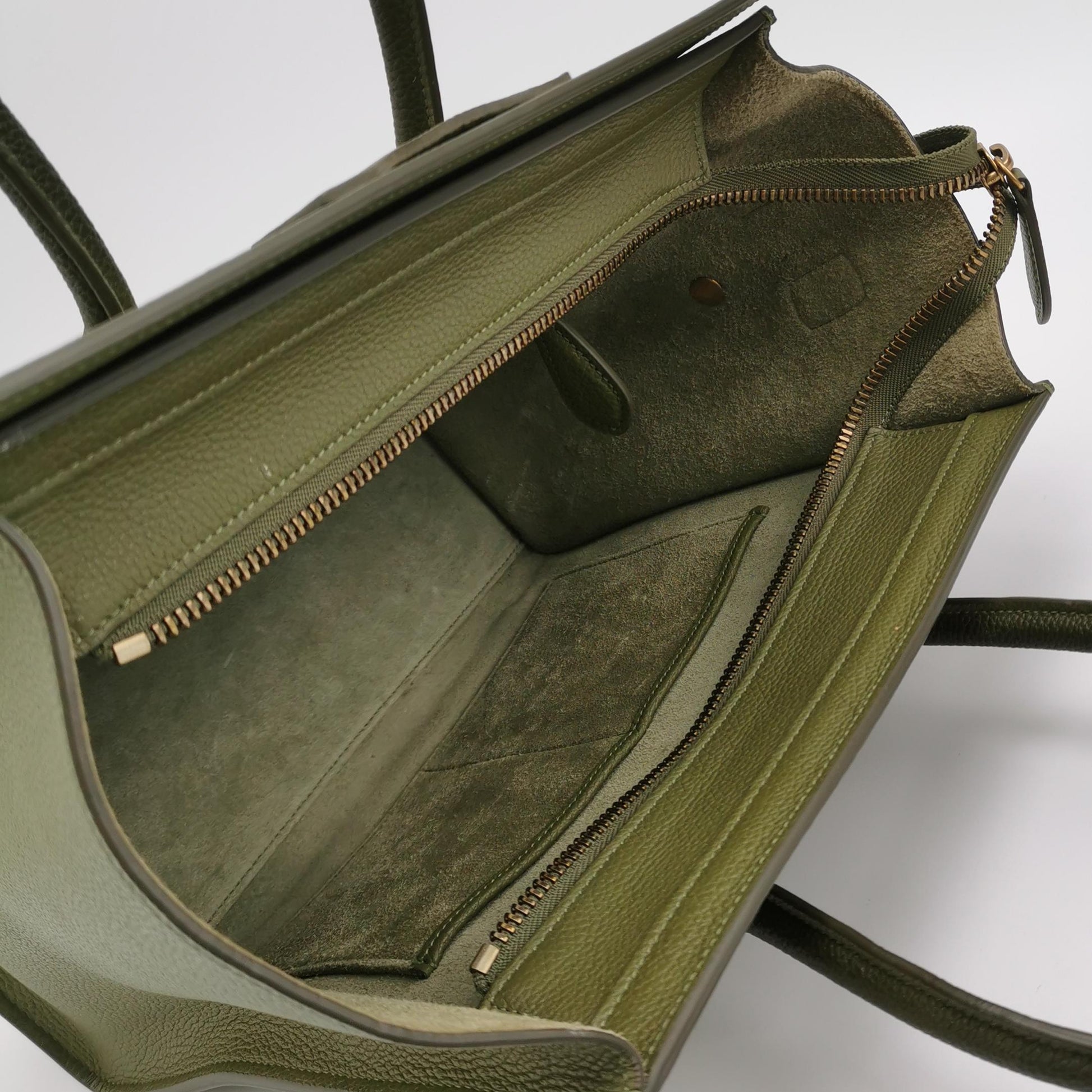 Celine Luggage Micro Green Drummed