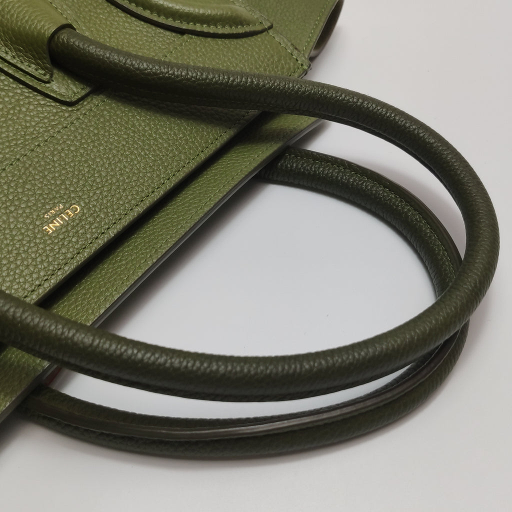 Celine Luggage Micro Green Drummed