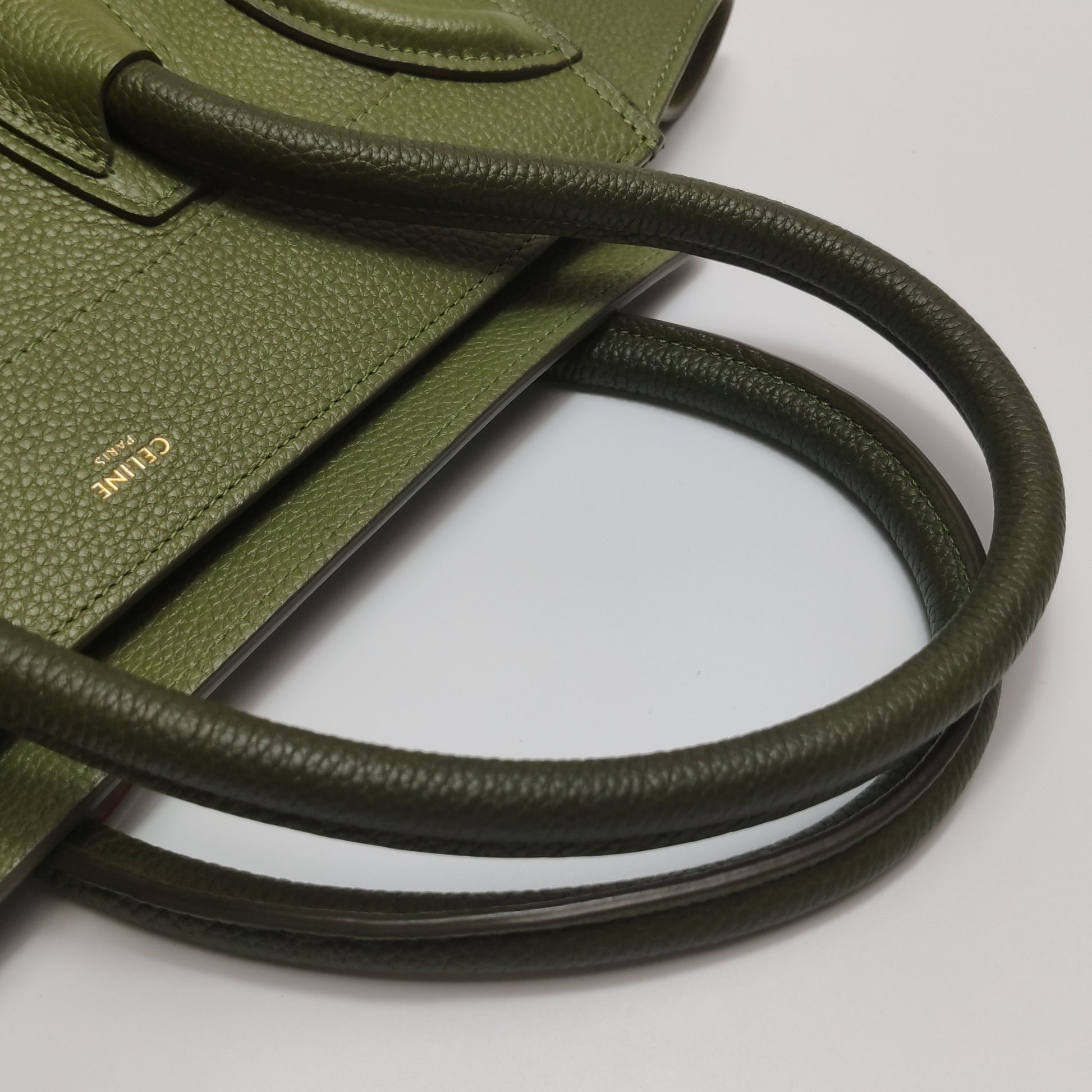 Celine Luggage Micro Green Drummed