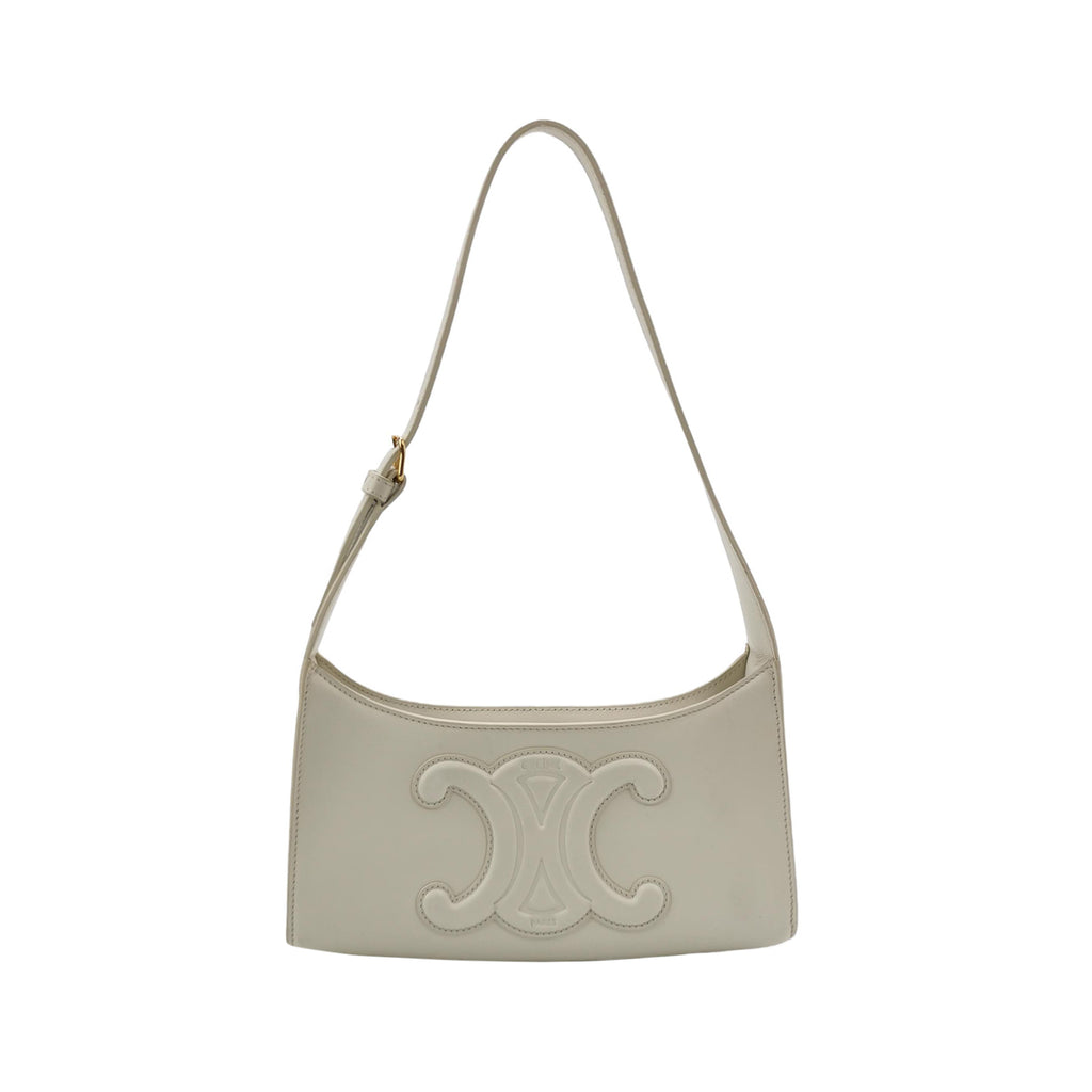 Celine Smooth Calfskin Cuir Triomphe Shoulder Bag White