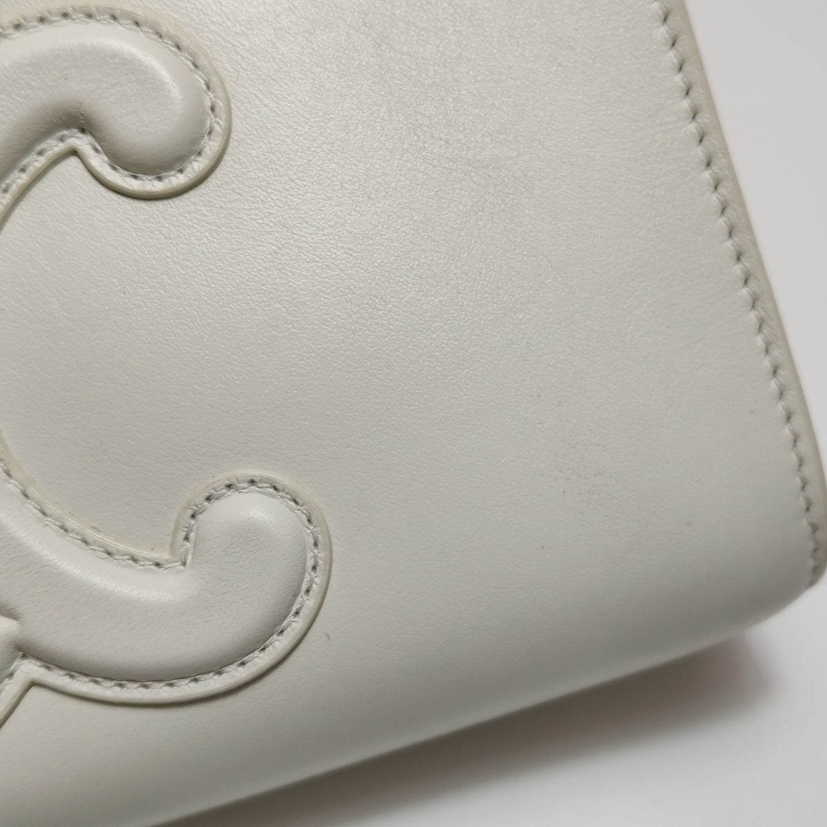 Celine Smooth Calfskin Cuir Triomphe Shoulder Bag White