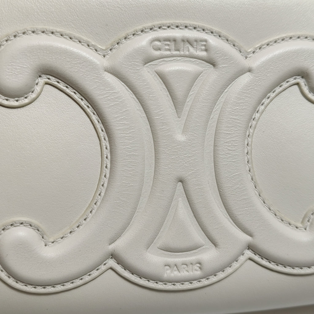 Celine Smooth Calfskin Cuir Triomphe Shoulder Bag White