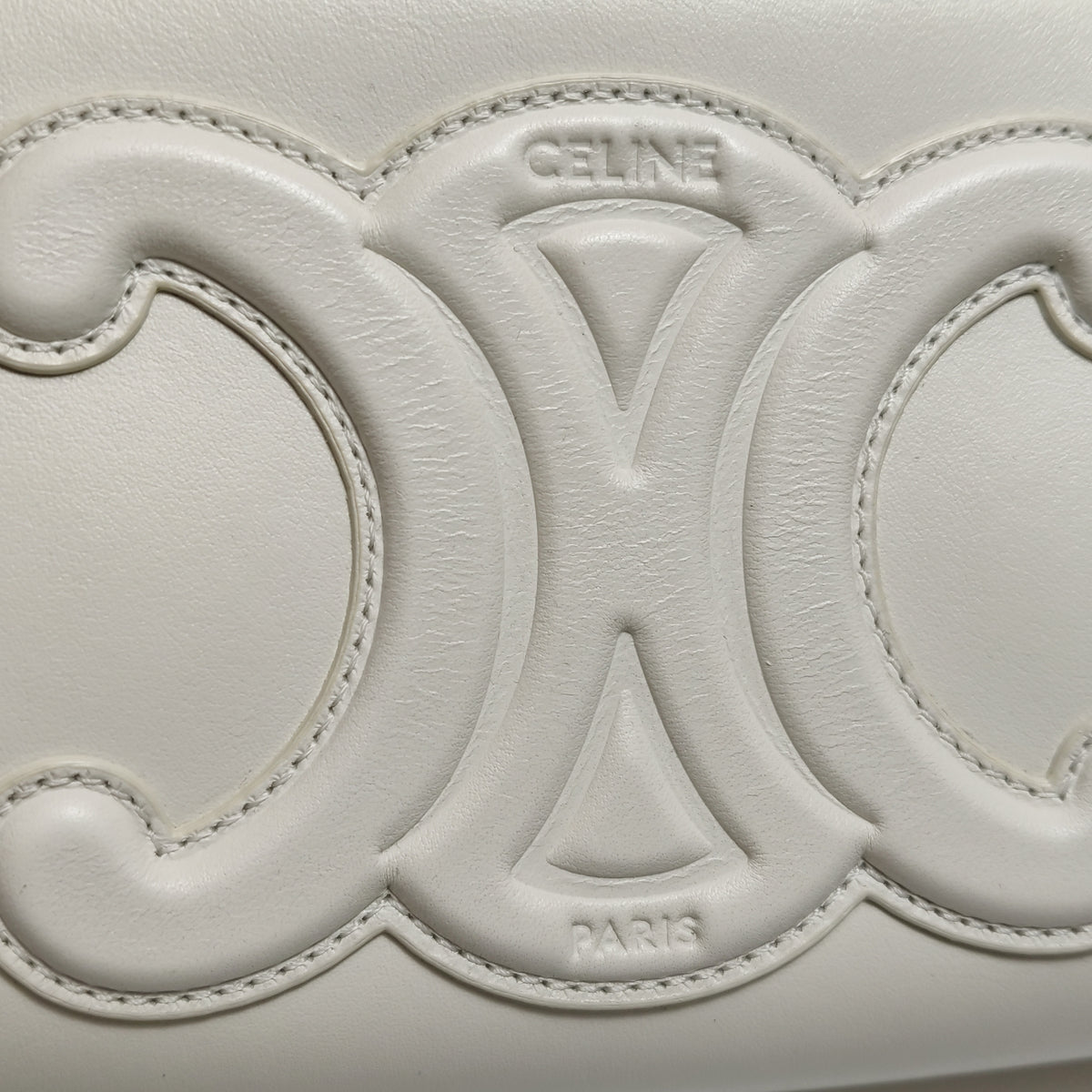 Celine Smooth Calfskin Cuir Triomphe Shoulder Bag White