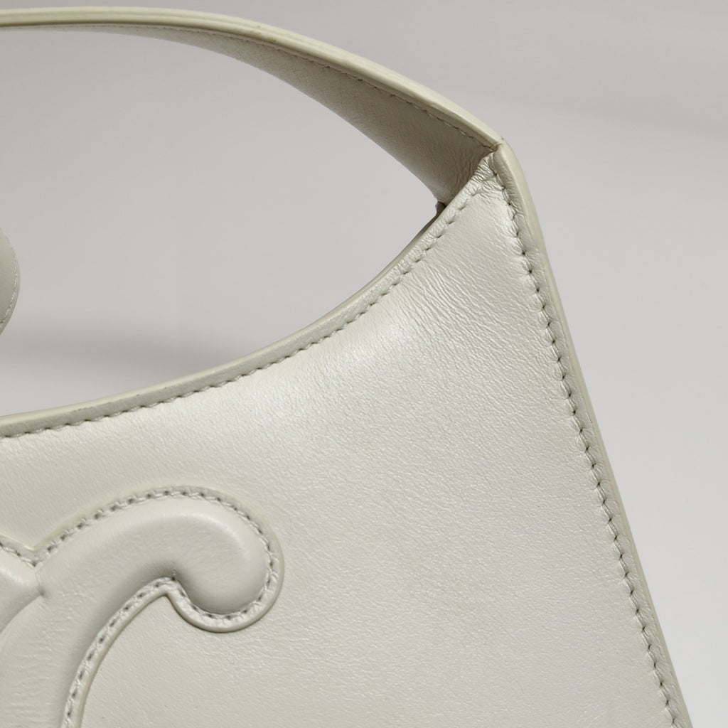 Celine Smooth Calfskin Cuir Triomphe Shoulder Bag White
