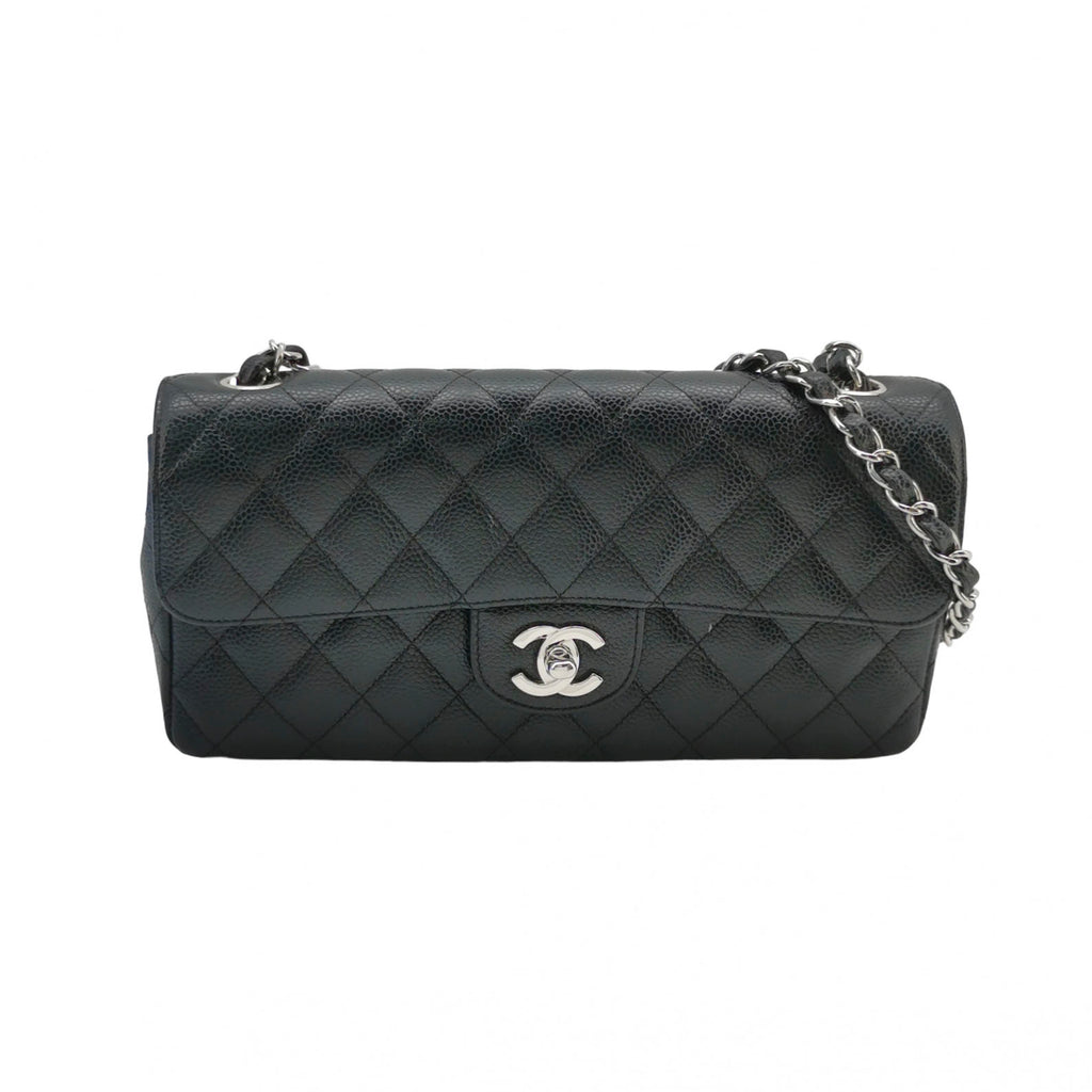 Chanel Single Flap East West Caviar Black SHW