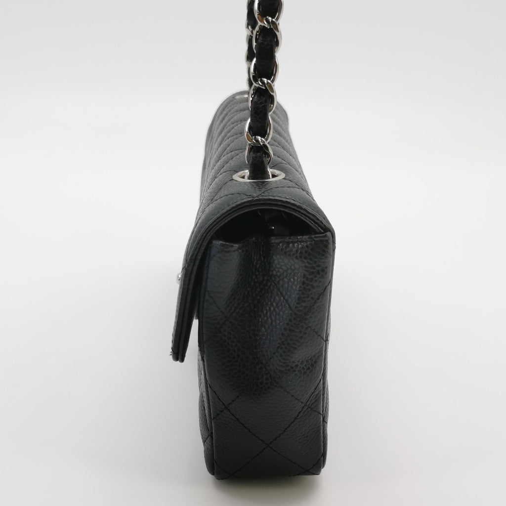 Chanel Single Flap East West Caviar Black SHW
