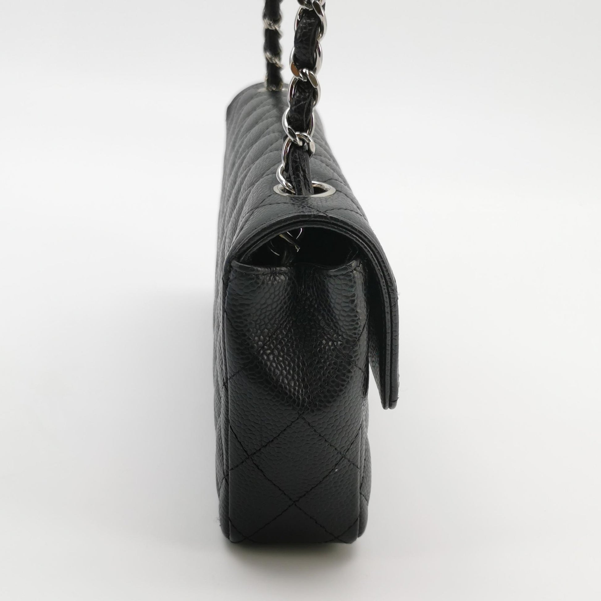 Chanel Single Flap East West Caviar Black SHW