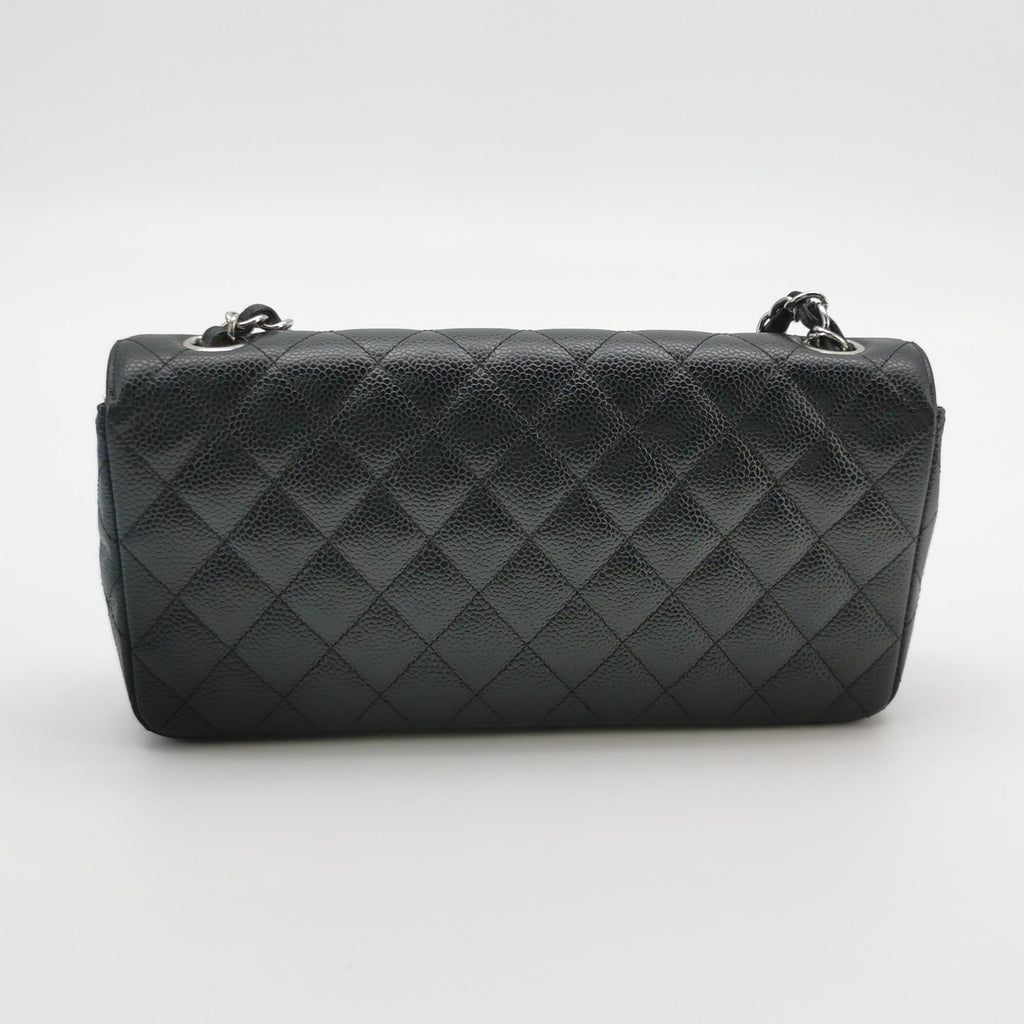 Chanel Single Flap East West Caviar Black SHW