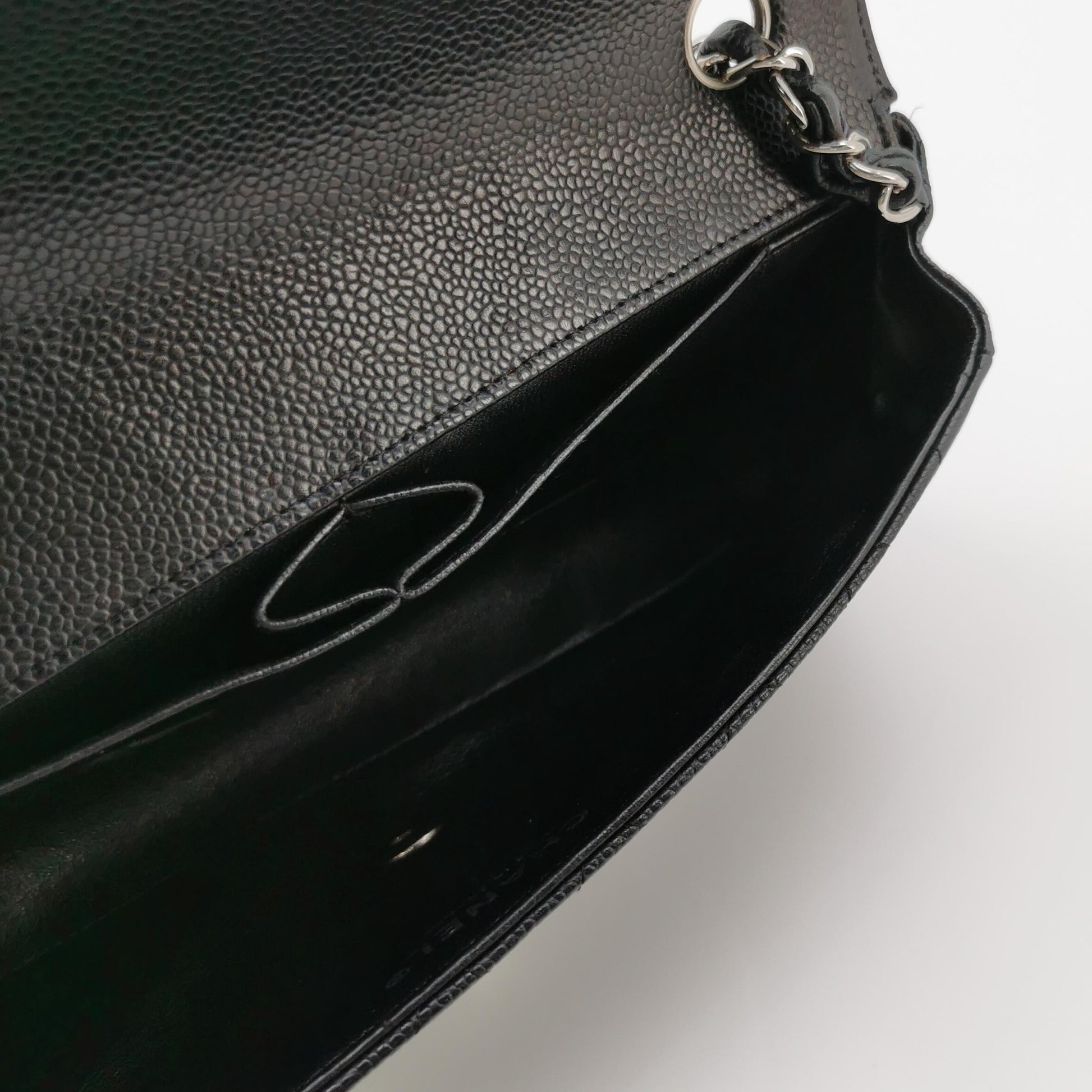 Chanel Single Flap East West Caviar Black SHW