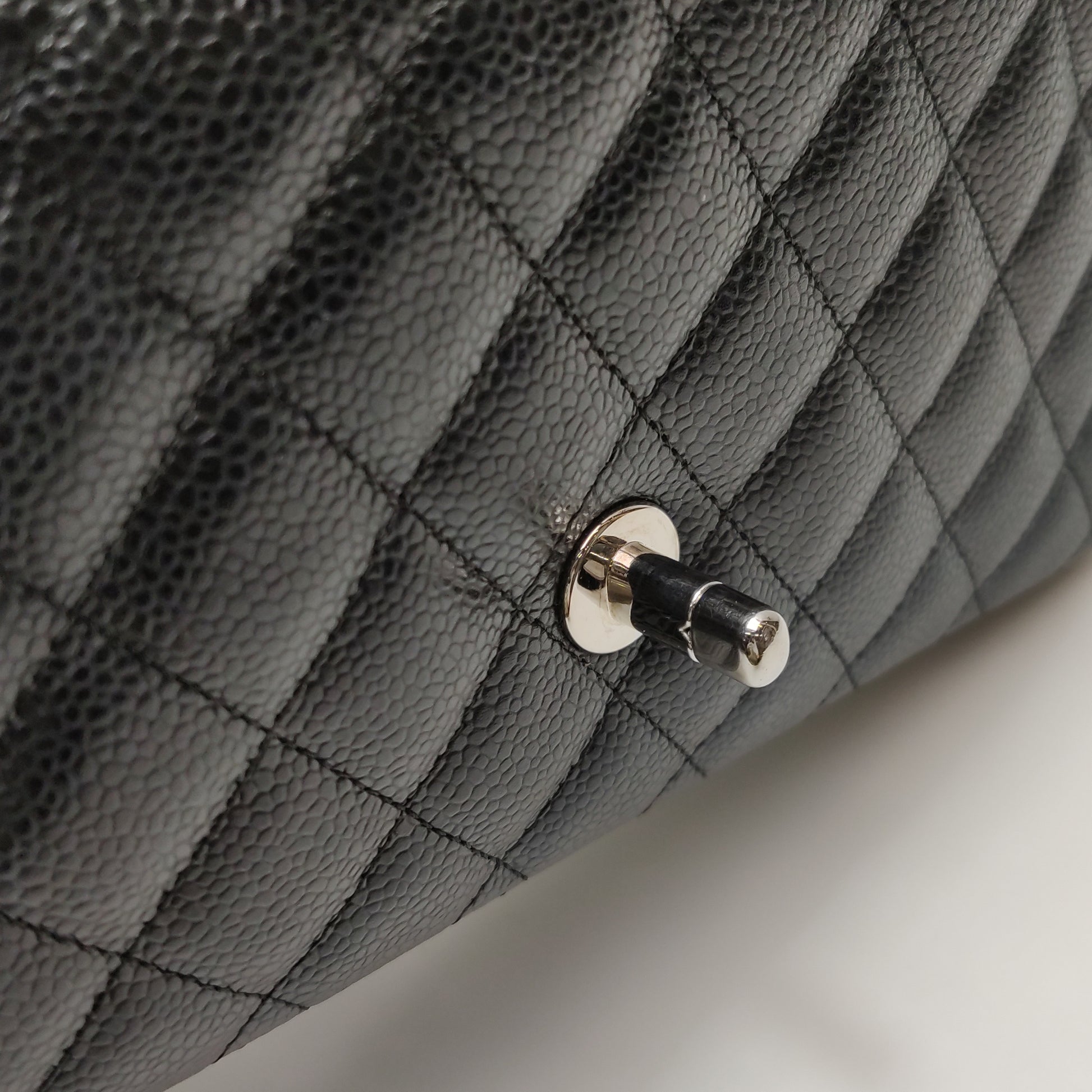 Chanel Single Flap East West Caviar Black SHW