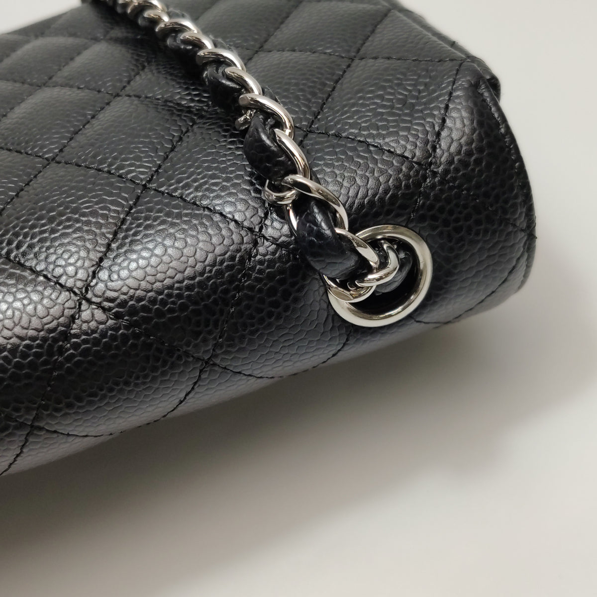 Chanel Single Flap East West Caviar Black SHW