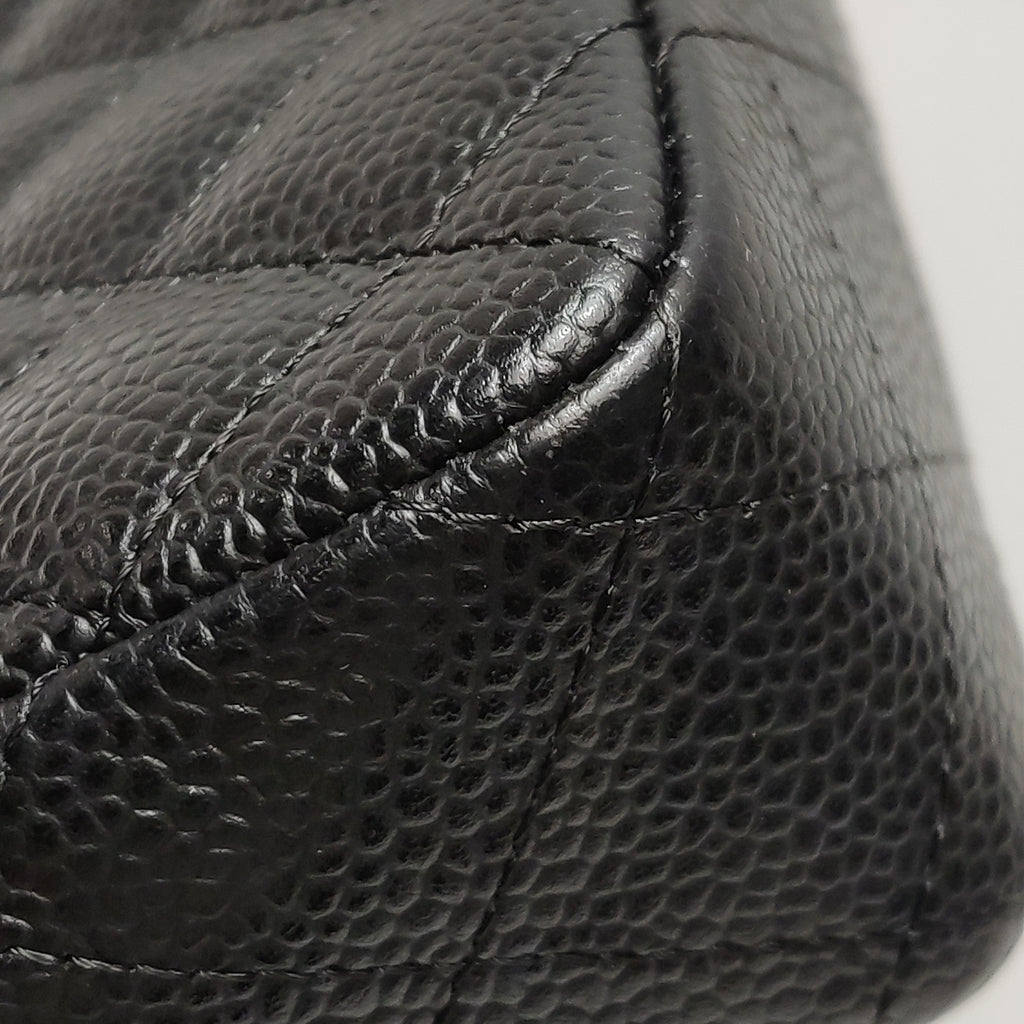 Chanel Single Flap East West Caviar Black SHW