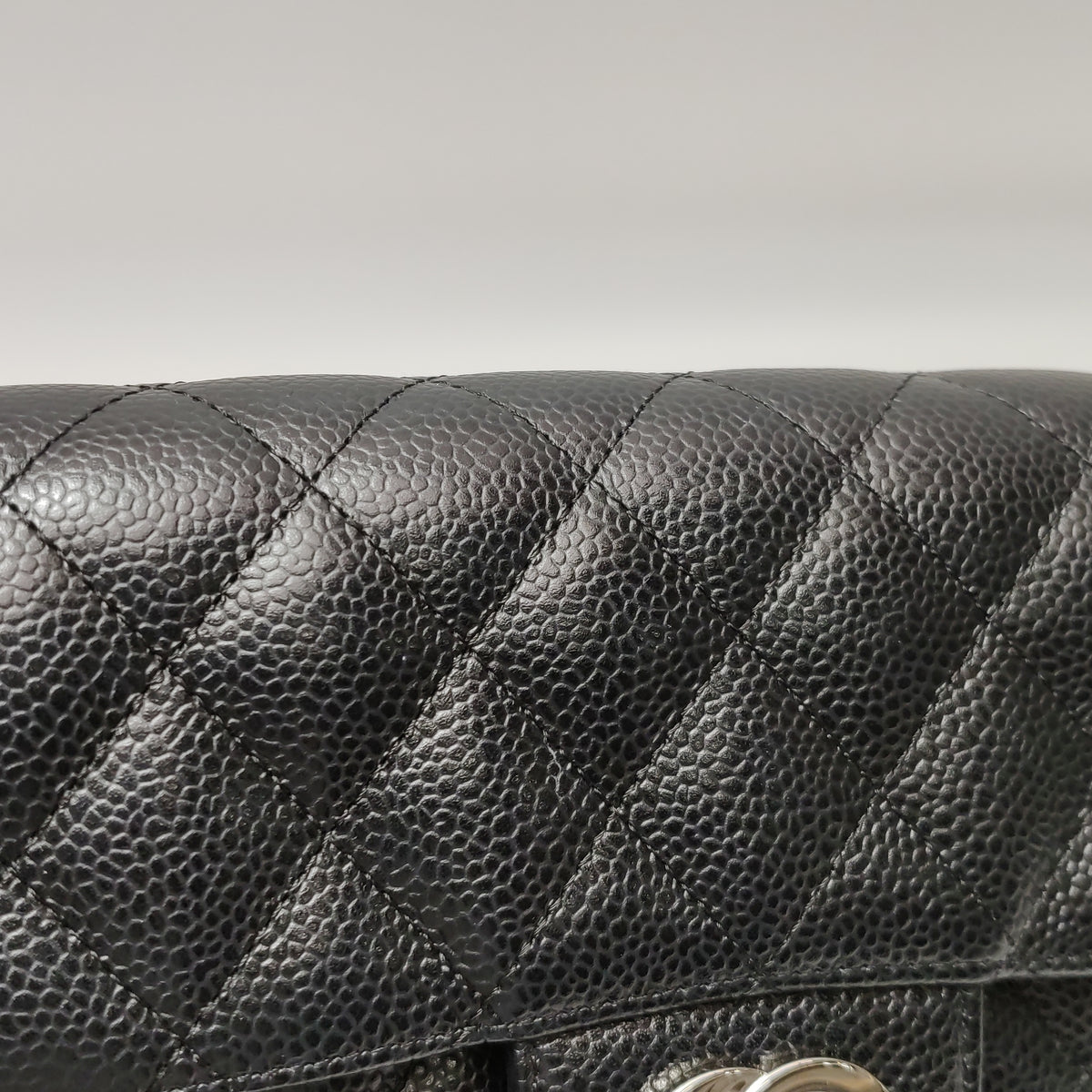 Chanel Single Flap East West Caviar Black SHW