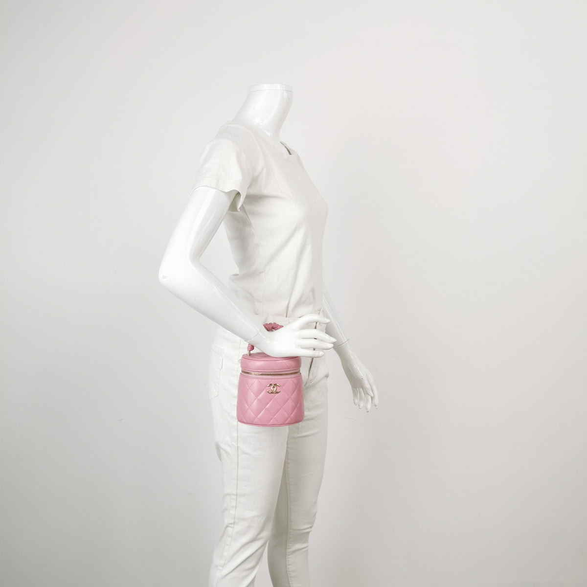 Chanel Quilted Ruched Handle Vanity Case Lambskin Pink