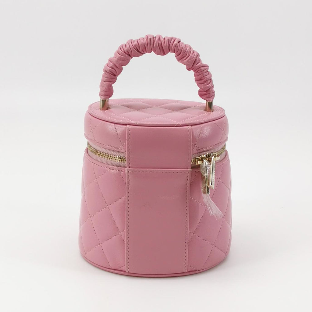 Chanel Quilted Ruched Handle Vanity Case Lambskin Pink