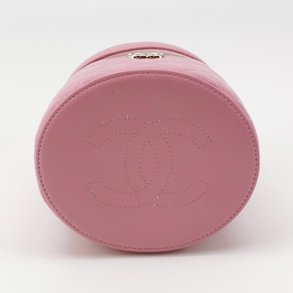 Chanel Quilted Ruched Handle Vanity Case Lambskin Pink