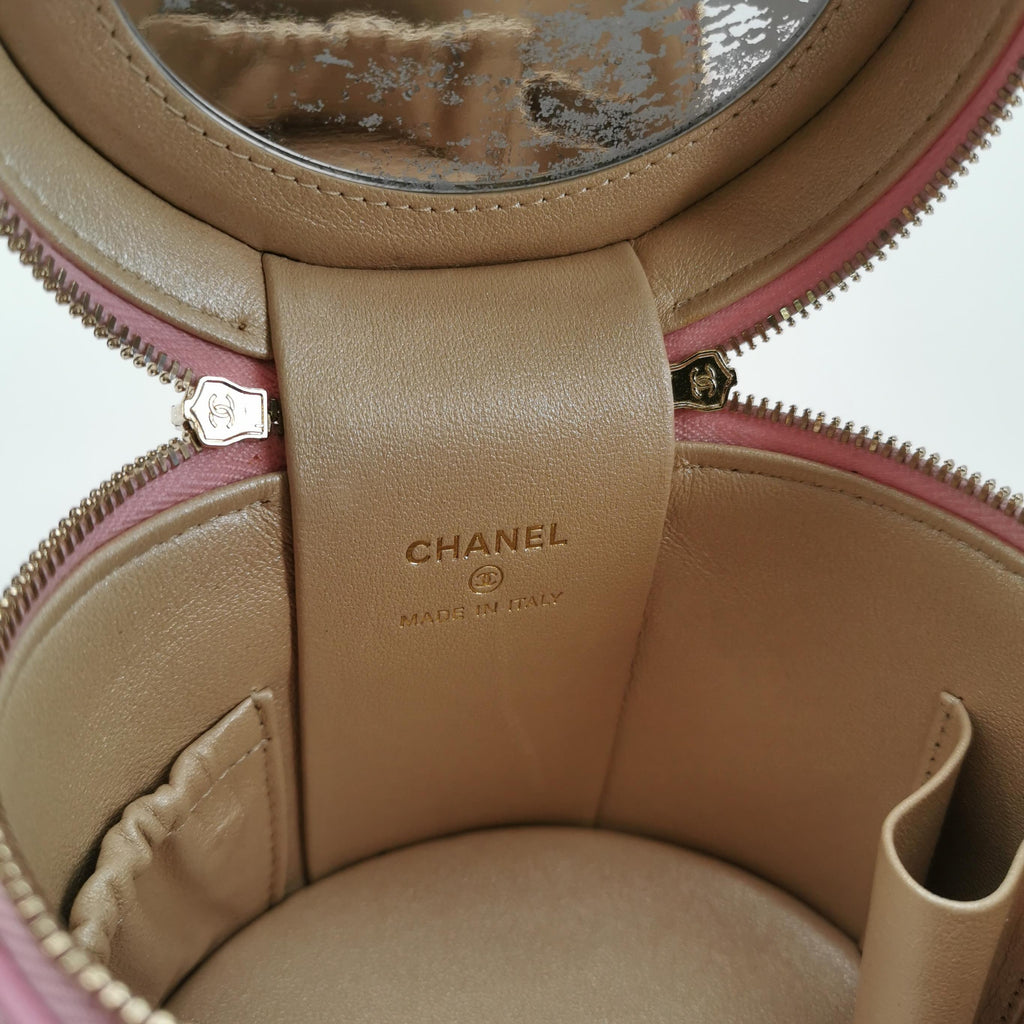 Chanel Quilted Ruched Handle Vanity Case Lambskin Pink