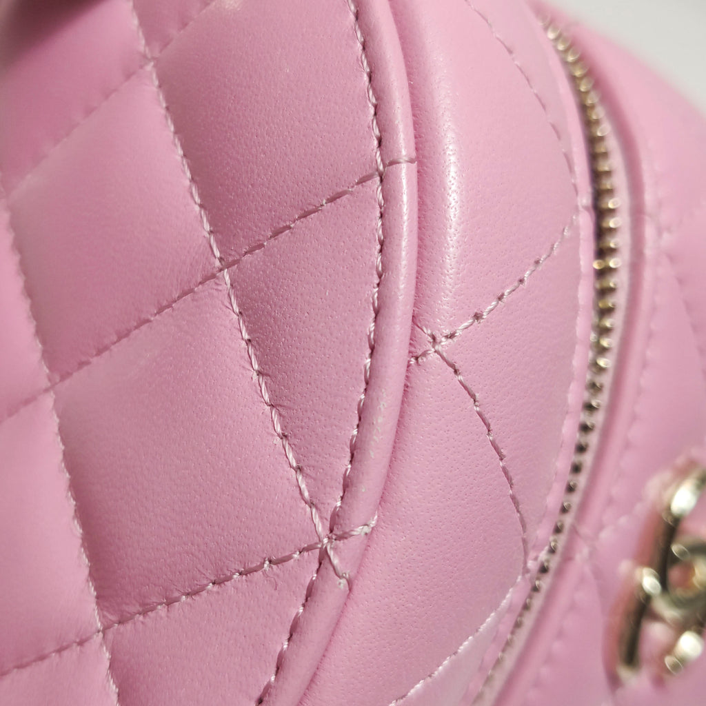 Chanel Quilted Ruched Handle Vanity Case Lambskin Pink