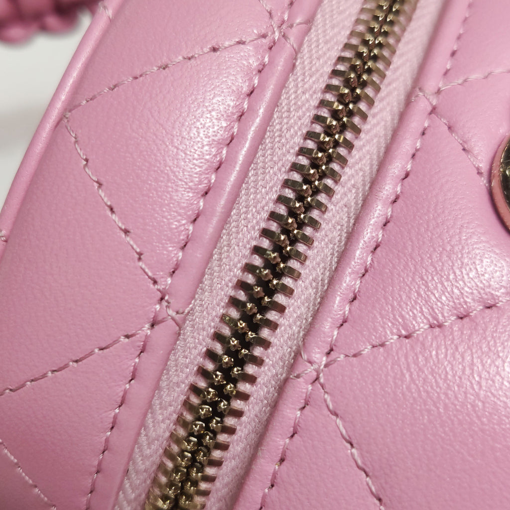 Chanel Quilted Ruched Handle Vanity Case Lambskin Pink