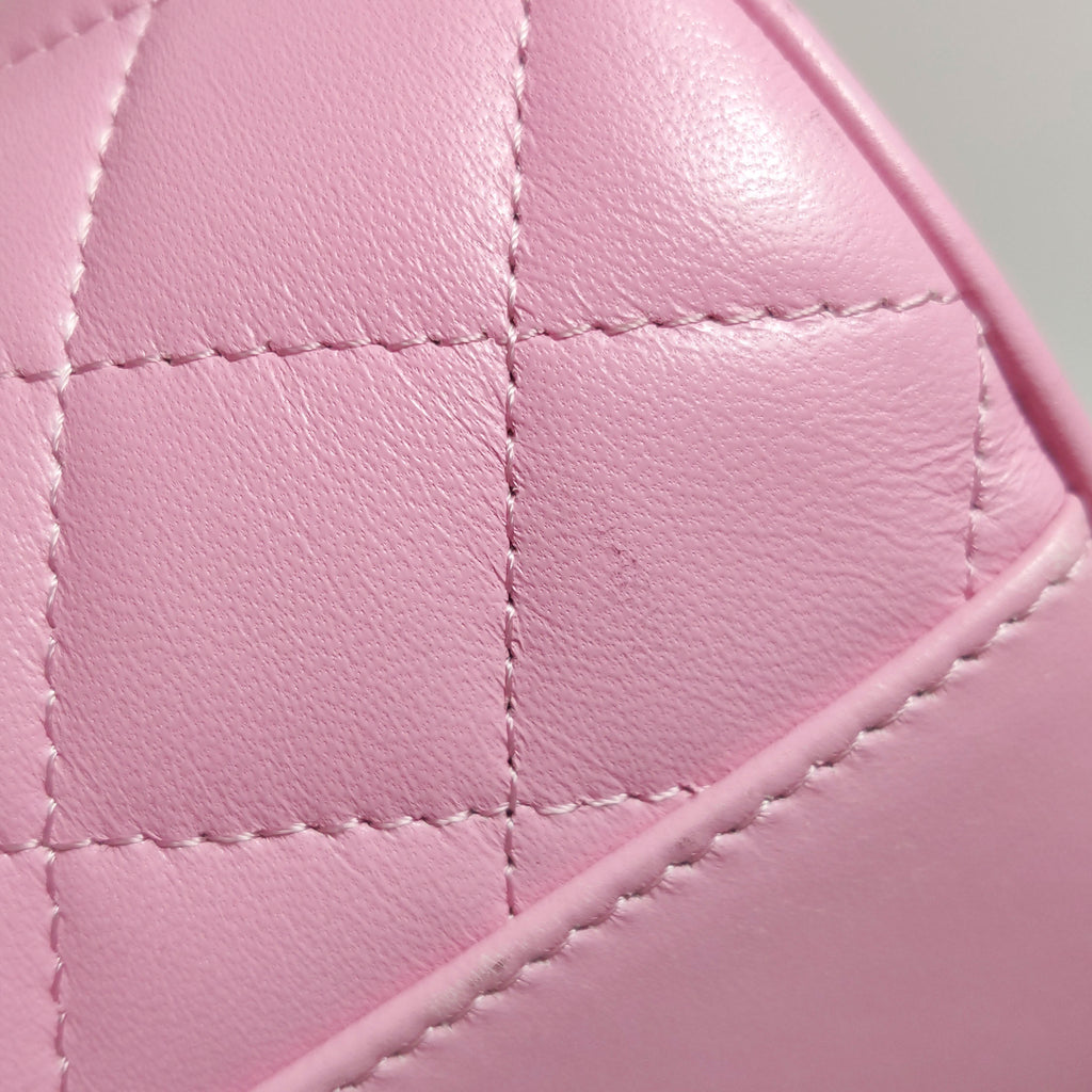 Chanel Quilted Ruched Handle Vanity Case Lambskin Pink