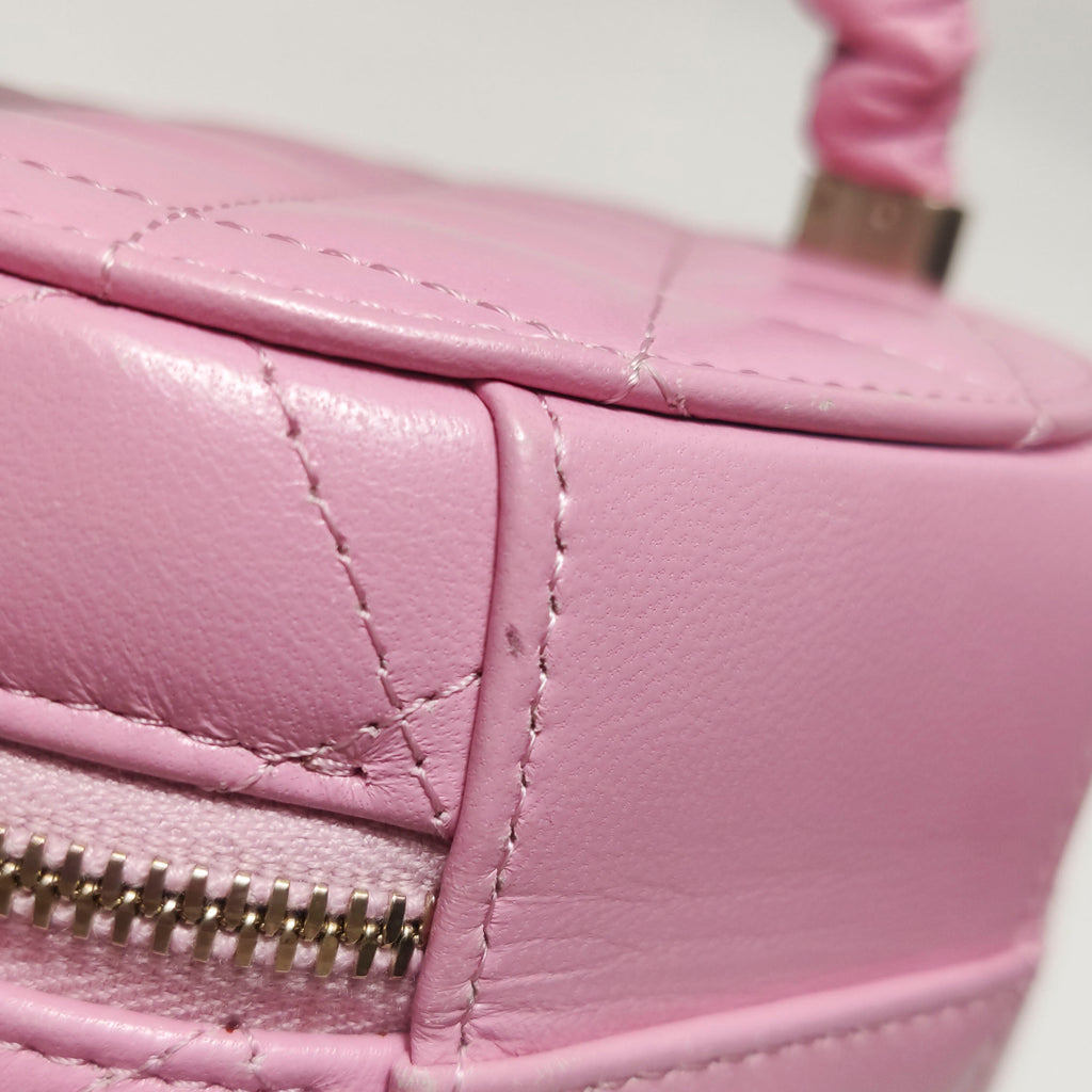 Chanel Quilted Ruched Handle Vanity Case Lambskin Pink