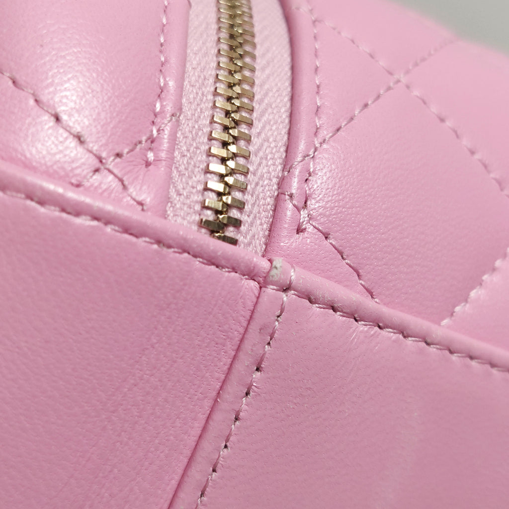 Chanel Quilted Ruched Handle Vanity Case Lambskin Pink
