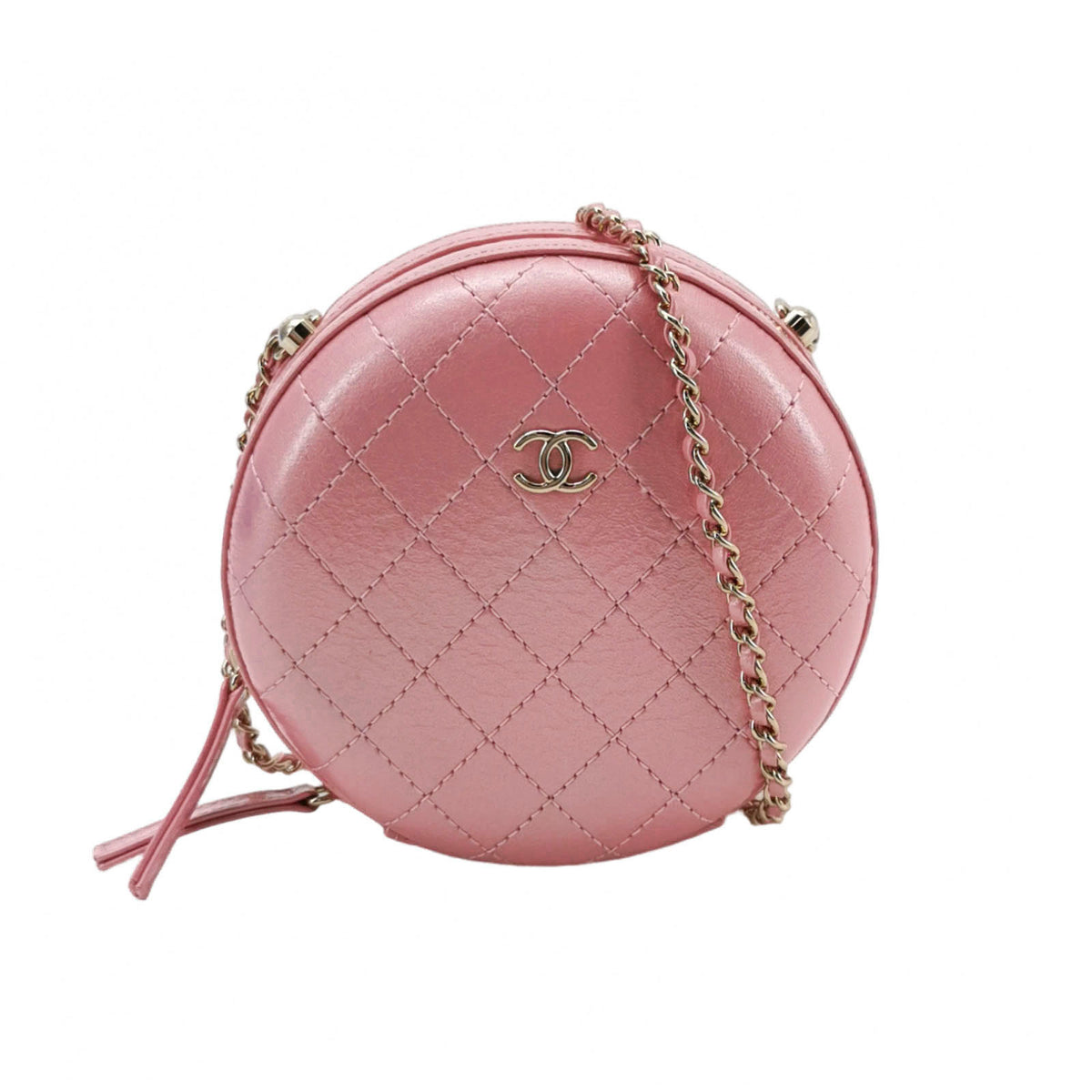 Chanel Round Lambskin Chain Crossbody Pink