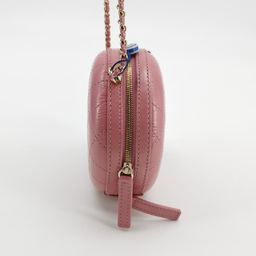 Chanel Round Lambskin Chain Crossbody Pink