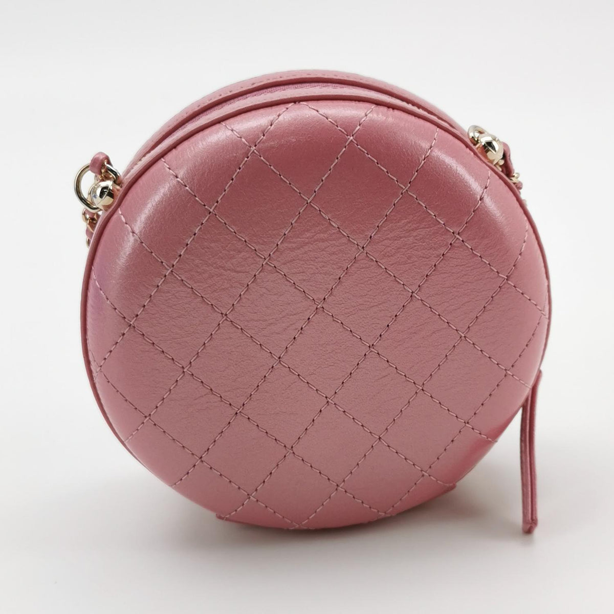 Chanel Round Lambskin Chain Crossbody Pink