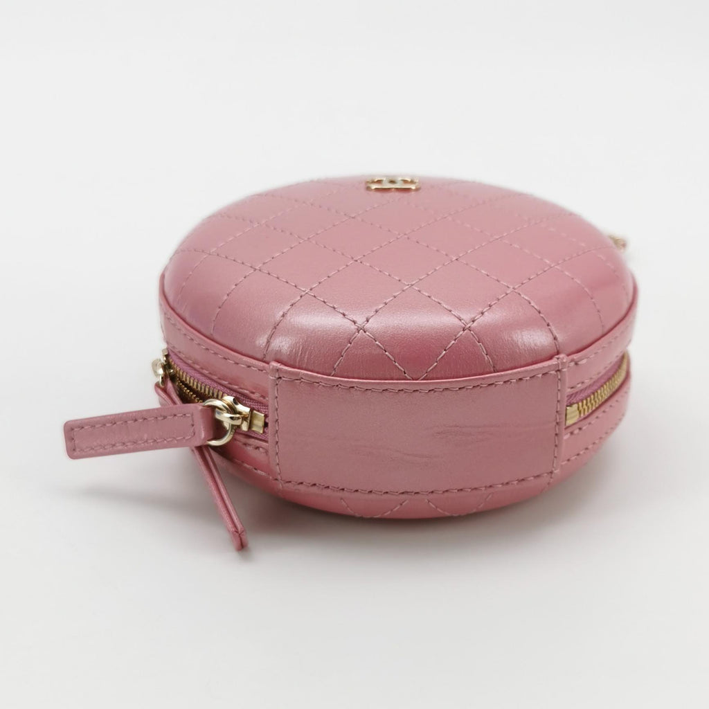 Chanel Round Lambskin Chain Crossbody Pink