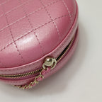 Chanel Round Lambskin Chain Crossbody Pink