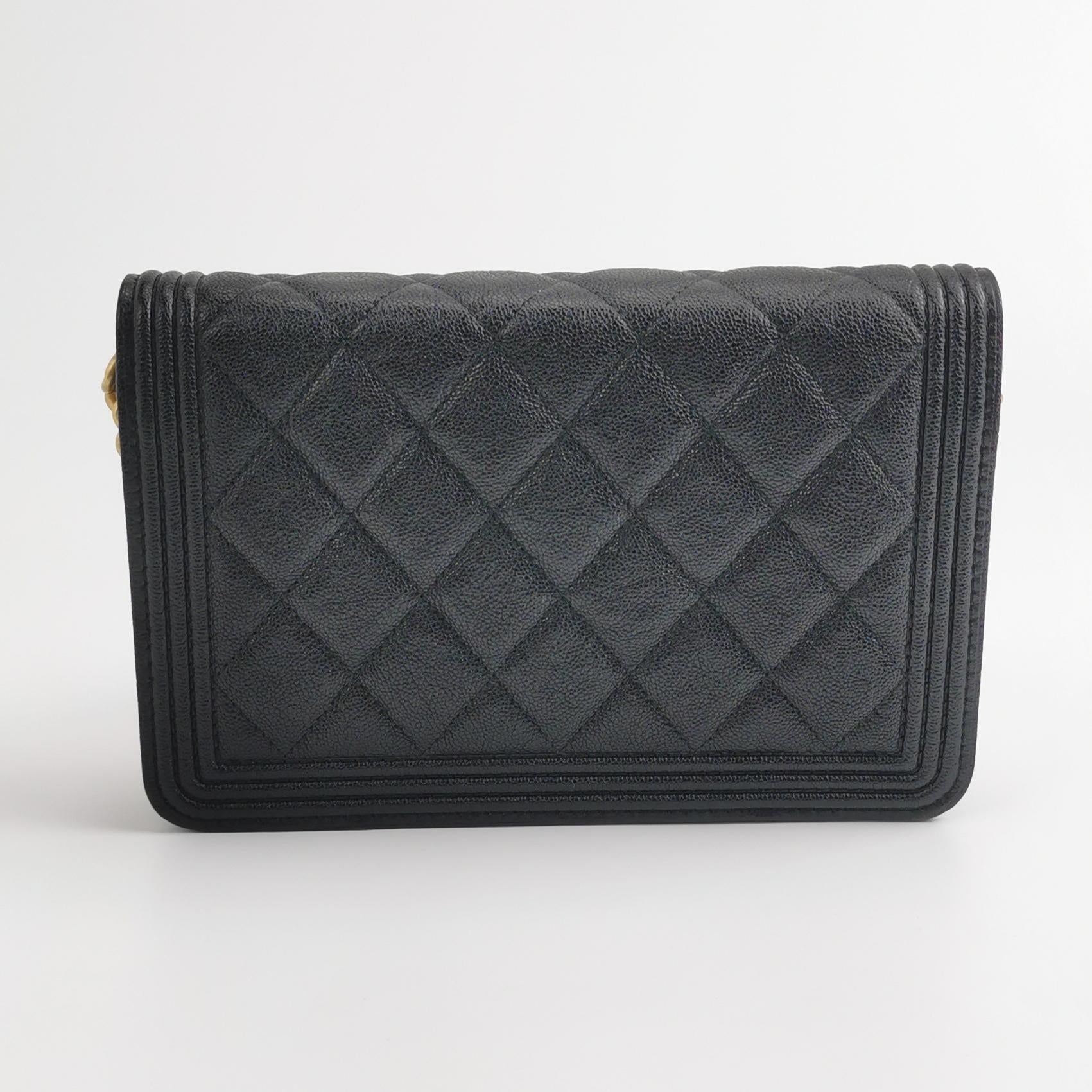 Chanel Boy Wallet On Chain Caviar