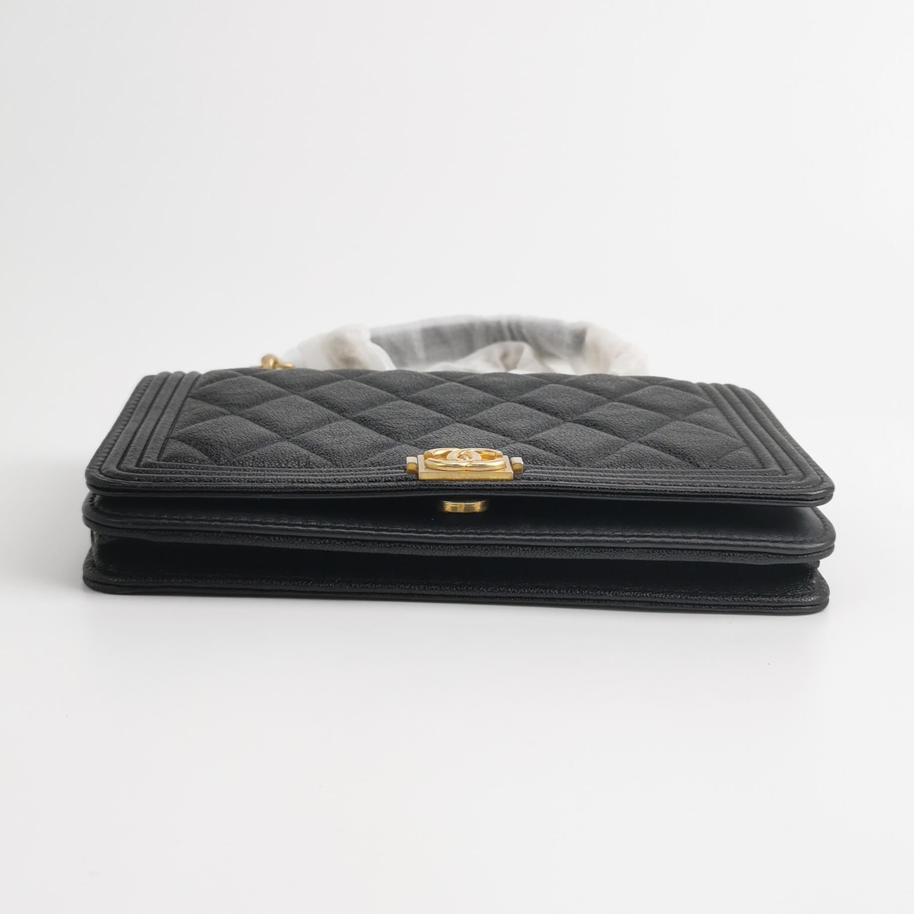 Chanel Boy Wallet On Chain Caviar