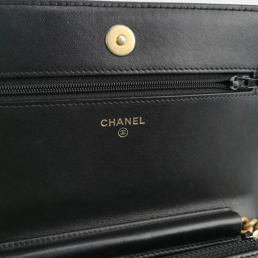 Chanel Boy Wallet On Chain Caviar