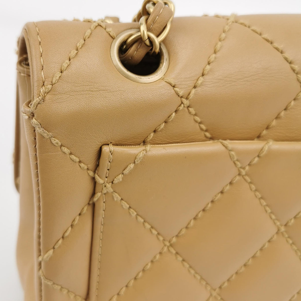 Chanel Wild Stitch Single Flap Beige