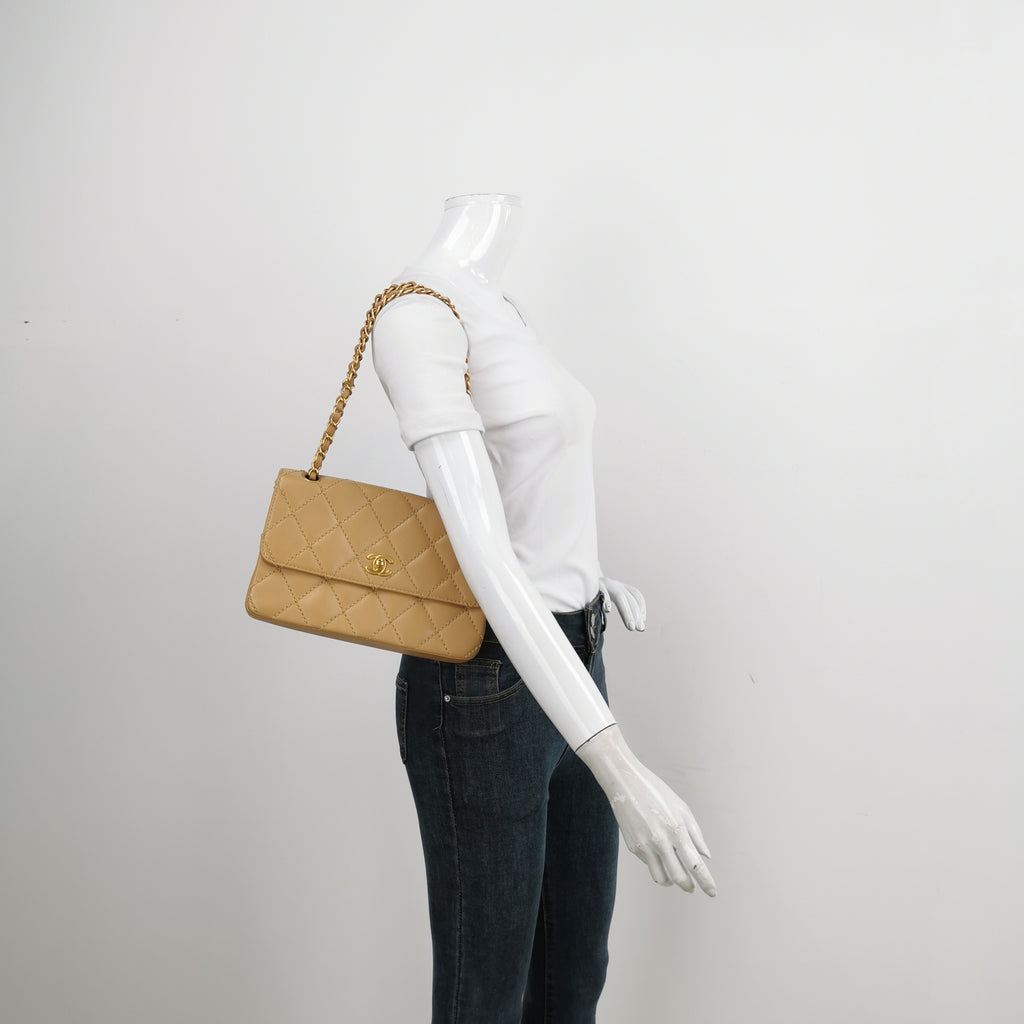 Chanel Wild Stitch Single Flap Beige