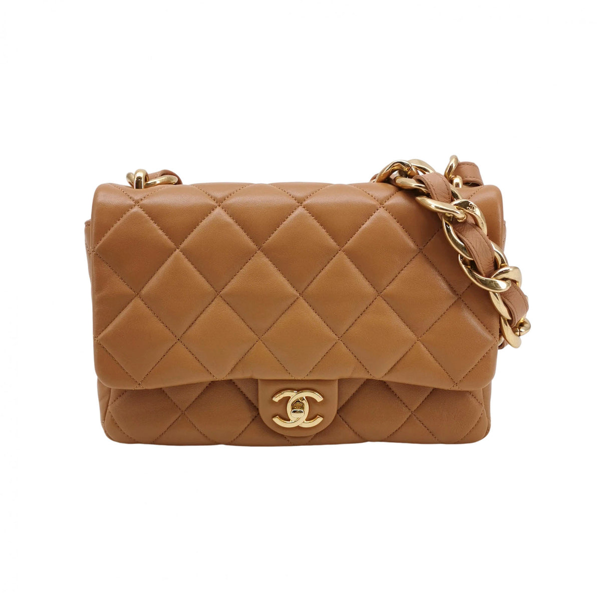 Chanel Quilted Large CC Funky Town Flap Lambskin Beige
